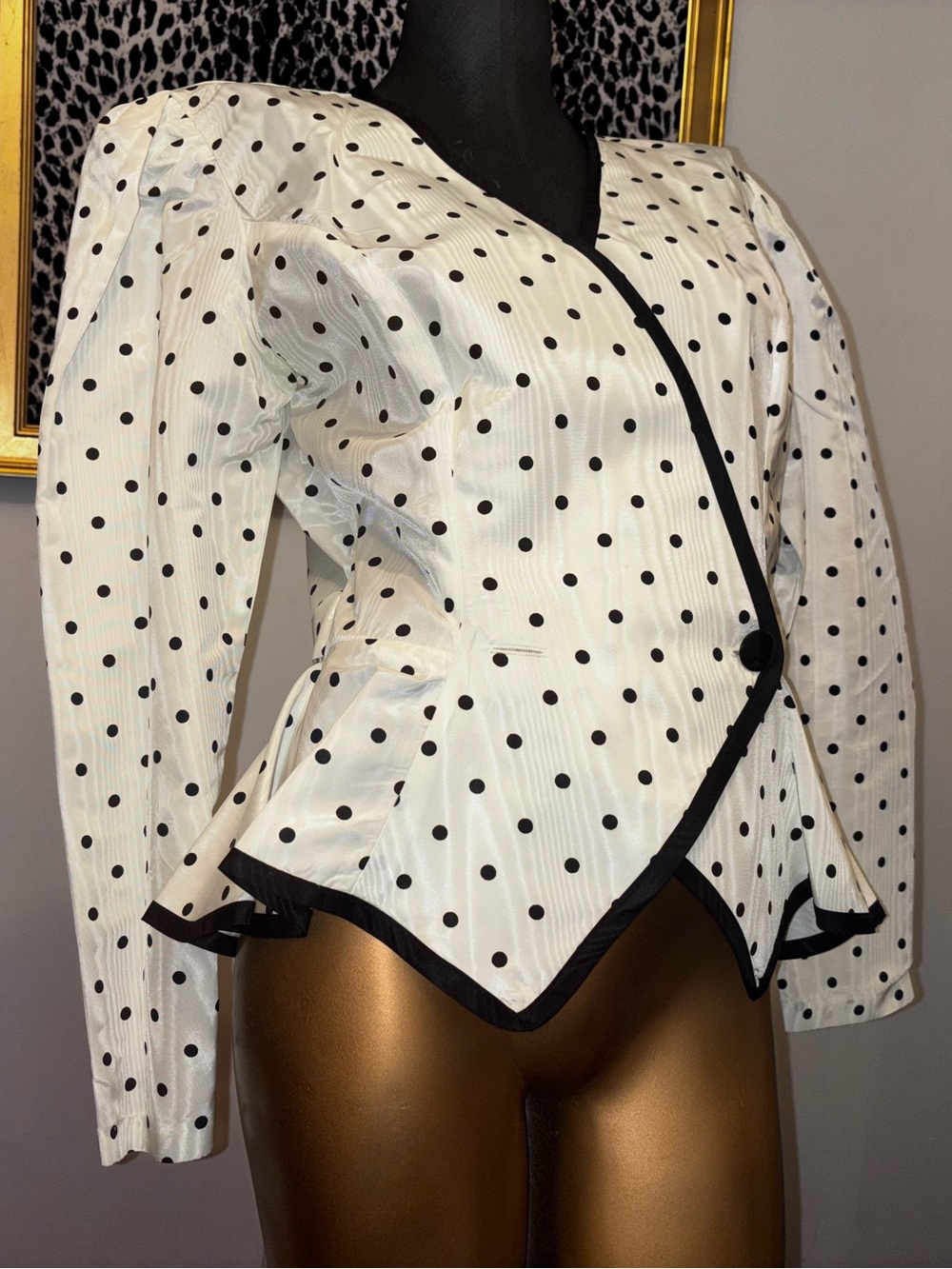 Vintage Polka Dot Peplum style Jacket/ Blazer